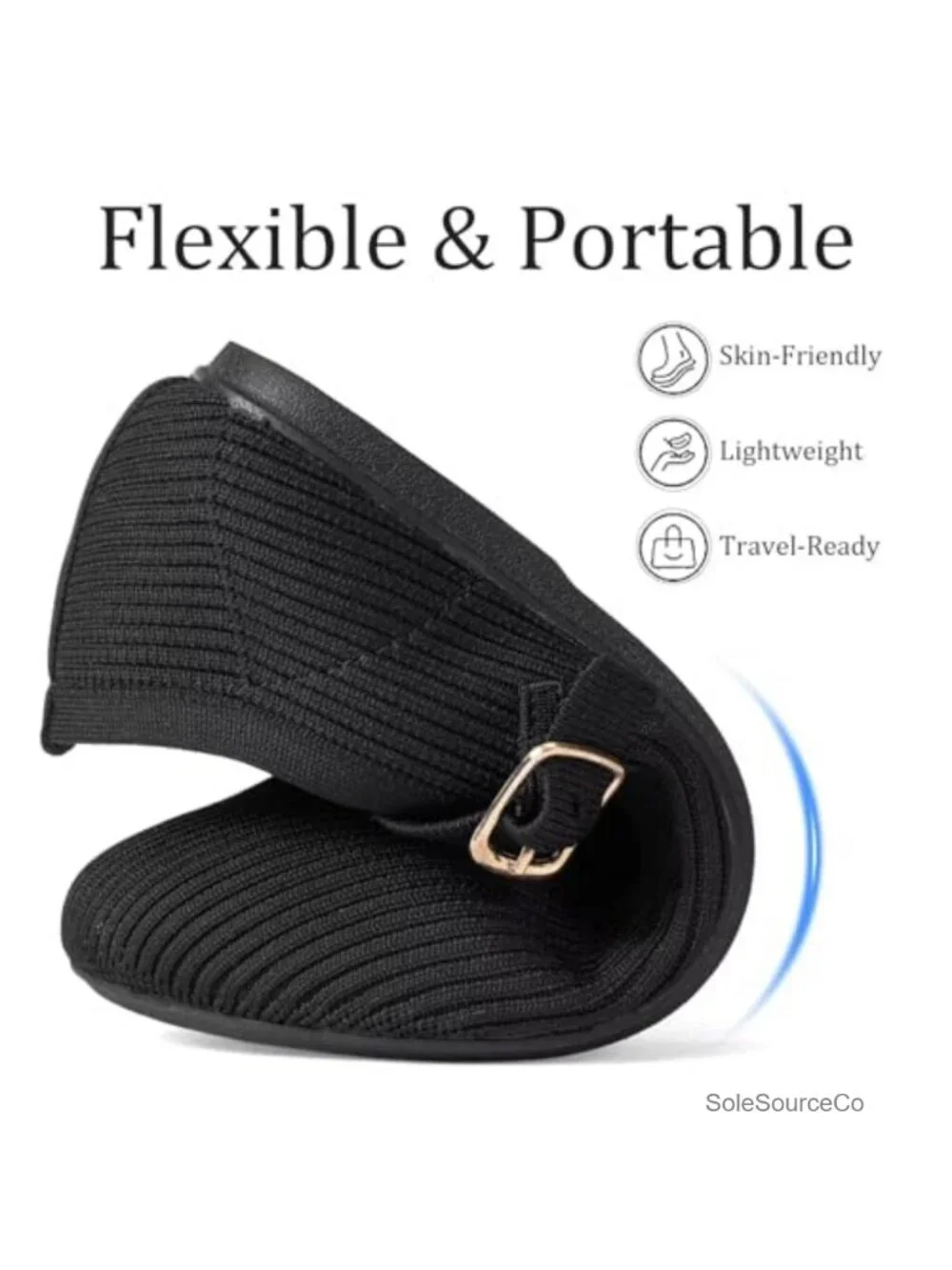 Women's Mary Jane Flats Adjustable Strap Round Toe Knit Work Shoes